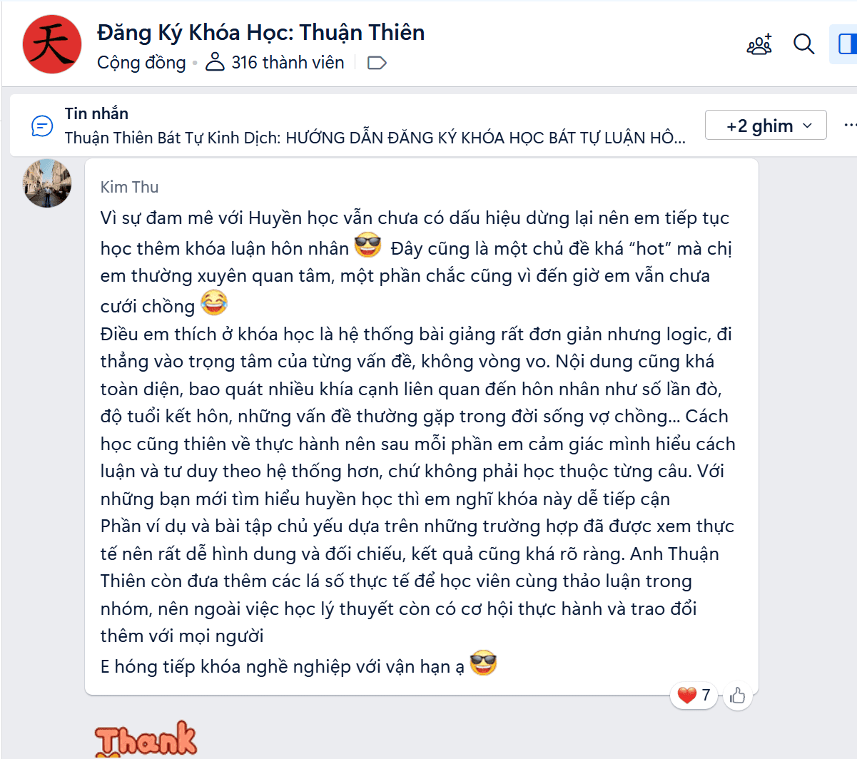 Feedback Kim Thu — khóa Bát Tự Luận Hôn Nhân